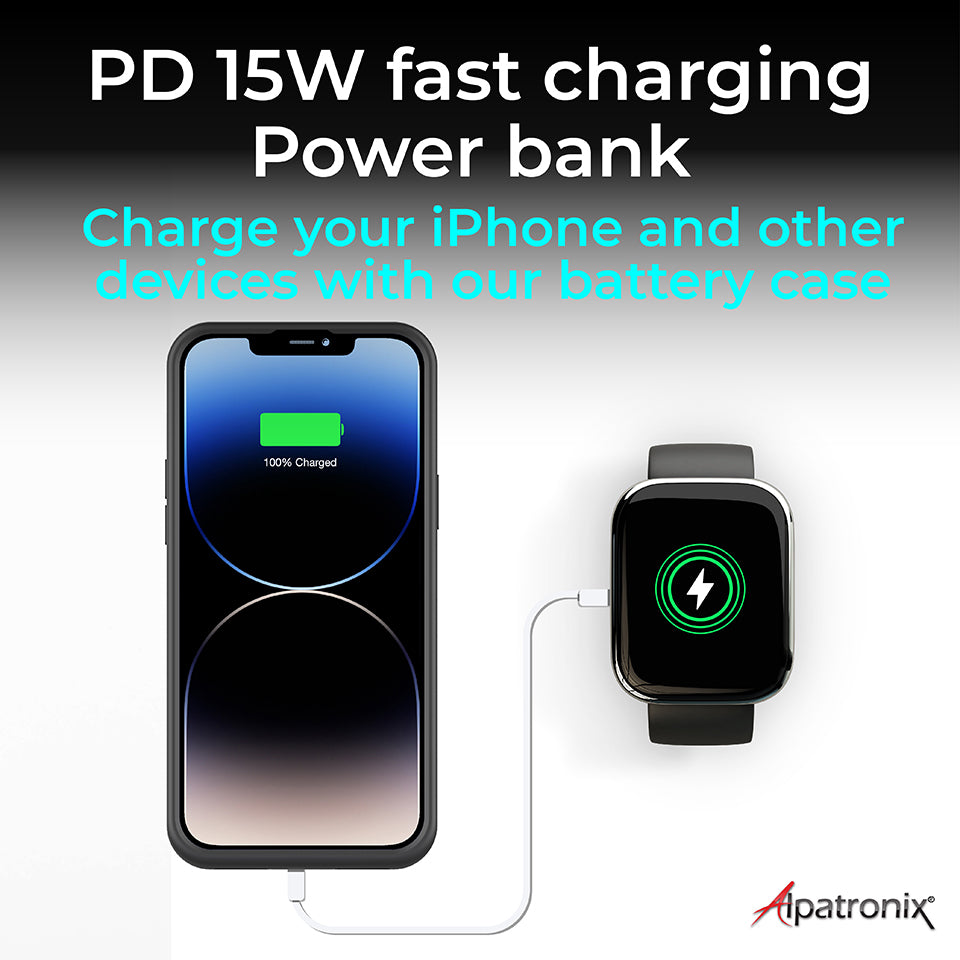 Battery Case for iPhone 15 Pro Max/15 Plus with Wireless Charging Output (BX15PMW)